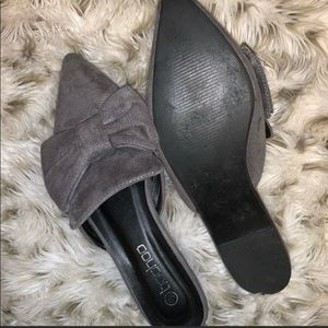 Grey Pointed Toe Mules